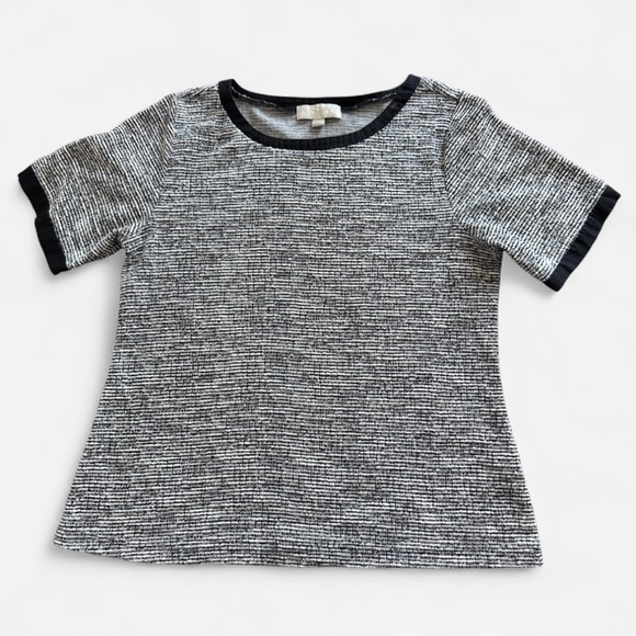 Carolyn Taylor Business Tweed quarter sleeve white and black Top Size L - Picture 1 of 5